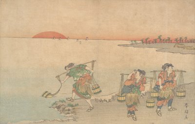 Three Water Carriers at the Shore by Katsukawa Shunko