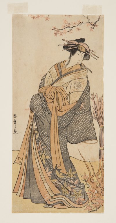 Actor Segawa Tomisaburo II as a Tall Courtesan Standing in a Room by Katsukawa Shunsho