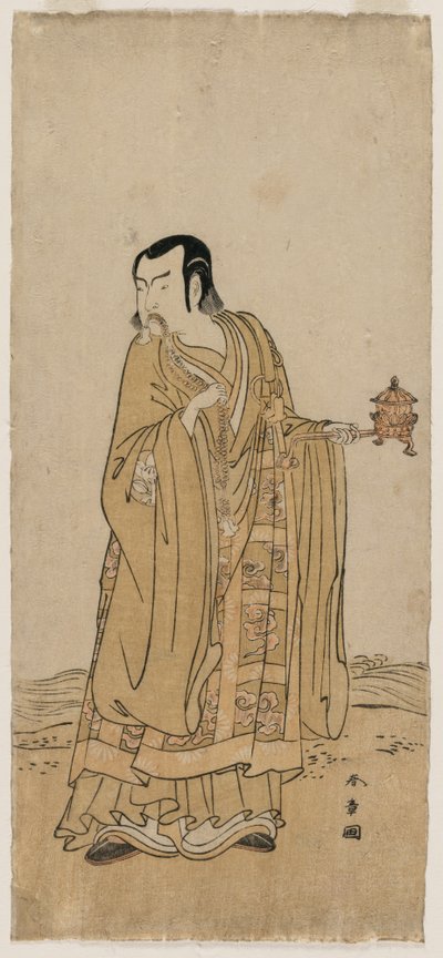 Ichimura Uzaemon IX as Shingen in A String of Prayer Beads Shaken at a Ribbon of Waterfall by Katsukawa Shunsho