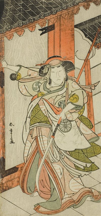 The Actor Nakamura Tomijuro I as Hangaku Gozen Breaking Down the Gate in the Play Wada-gassen Onna Maizuru by Katsukawa Shunsho