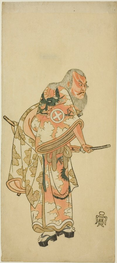 The Actor Otani Hiroemon III as Hige no Ikyu in the scene “Sukeroku” in the play "Hitokidori Harutsuge Soga" ("The Soga Play: Announcement of the Spring Season by the Bush Warbler") by Katsukawa Shunsho