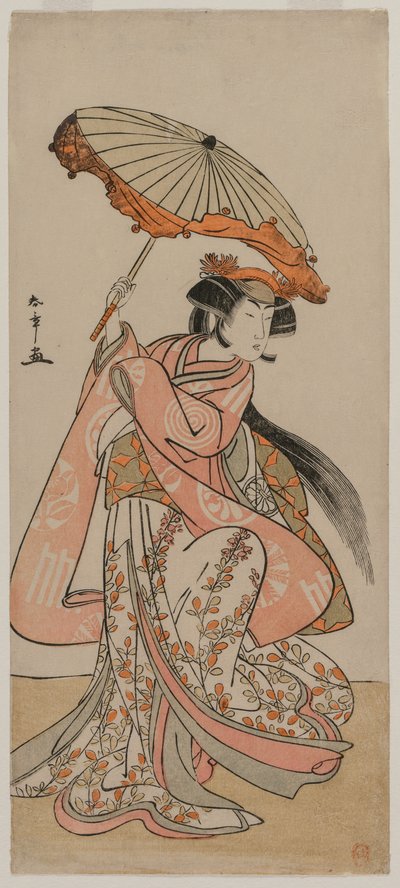 The Actor Segawa Kikunojo II Dancing with a Parasol by Katsukawa Shunsho