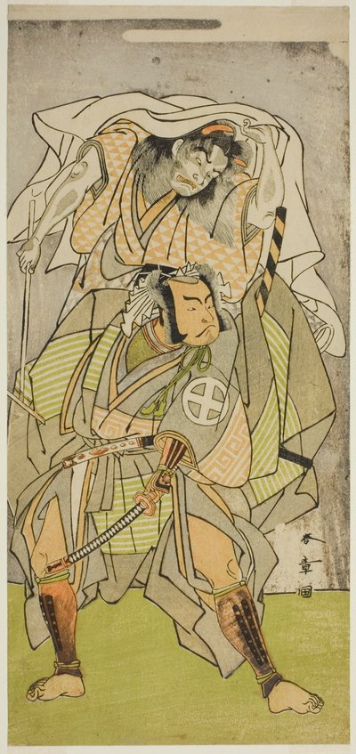 The Actors Otani Hiroji III as Koga Saburo, and Ichimura Uzaemon IX as the Devil of Kogakeyama, the Spirit of Wakasa no Zenji Yasumura, in the Play Kono Hana Yotsugi no Hachi no Ki, Performed at the Ichimura Theater in the Eleventh Month, 1771 by Katsukawa Shunsho