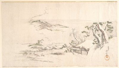 A Snow-clad Landscape with Gray Clouds by Katsushika Hokusai