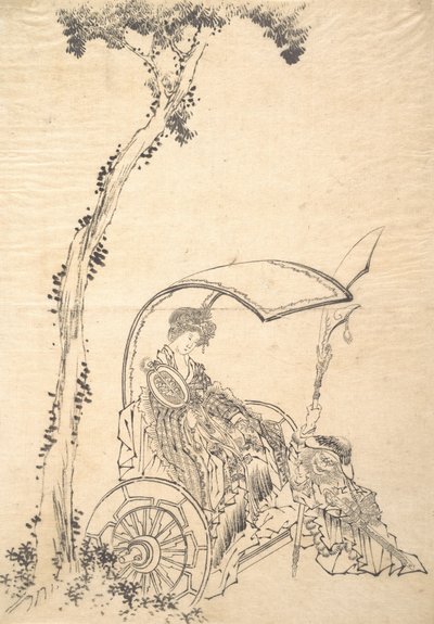 Lady in a Chariot by Katsushika Hokusai