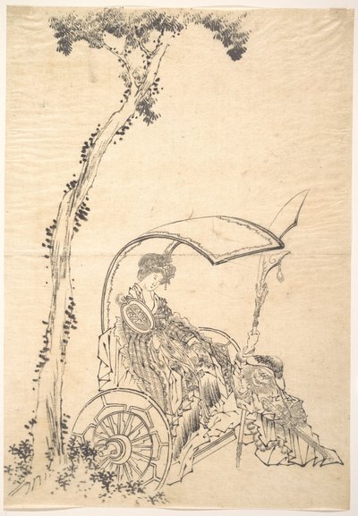 Lady in a Chariot by Katsushika Hokusai