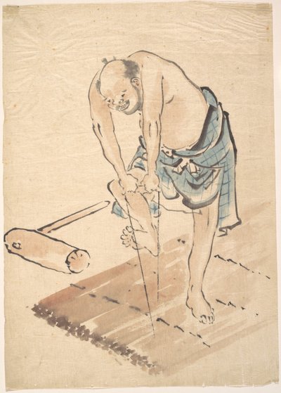 Man on a Raft by Katsushika Hokusai