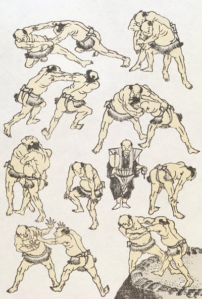 Manga: Studies of Gestures and Postures of Wrestlers by Katsushika Hokusai