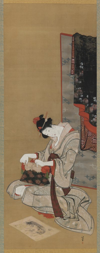 New Year Custom: Makeup on the New Year Morning, Edo period, c.1806-11 by Katsushika Hokusai