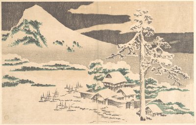 Seaside Village in Winter, from Hokusai’s Album of Realistic Pictures by Katsushika Hokusai