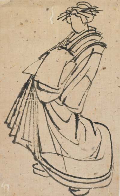 Sketch of a courtesan, late 18th-early 19th century by Katsushika Hokusai