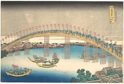Tenman Bridge at Settsu Province, from the Series Remarkable Views of Bridges in Various Provinces by Katsushika Hokusai