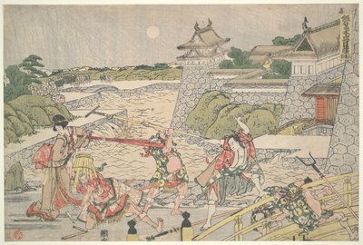 The Loyal League of Forty-seven Ronin, Act III: Kampei attacked by Bannai and his men by Katsushika Hokusai