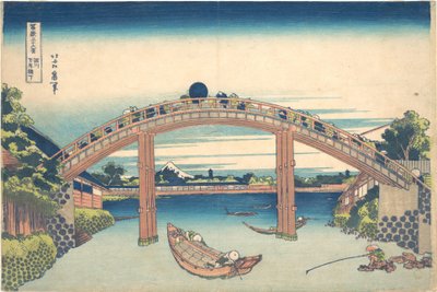 Under the Mannen Bridge at Fukagawa, from the series Thirty-six Views of Mount Fuji by Katsushika Hokusai