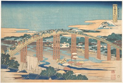 Yahagi Bridge at Okazaki on the Tōkaidō, from the Series Remarkable Views of Bridges in Various Provinces by Katsushika Hokusai
