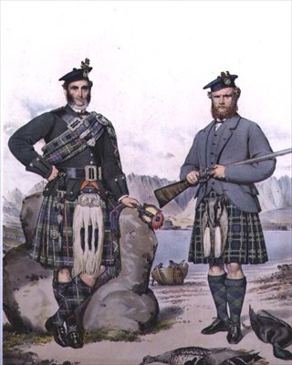 Kilted Huntsmen from the Hebrides, Engraved by Vincent Brooks by Kenneth (after) Macleay