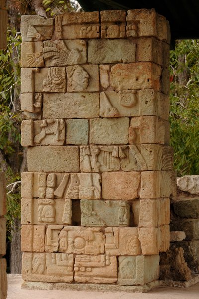 Maya rise and Fall, Copan, Honduras, Details of 18 Rabbit glyph, Temple 18, Maya by Kenneth Garrett
