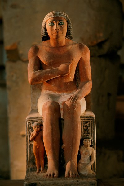 Painted Limestone Statue of Kai with Inlaid Crystal Eyes and His Children, 2002 (photo) by Kenneth Garrett
