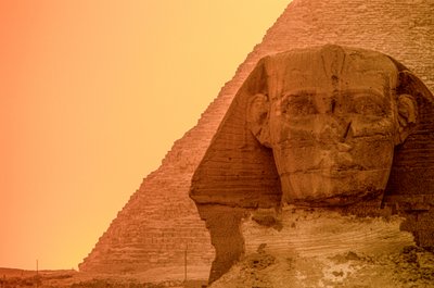 Sunset on the Giza Plateau and Pyramids, Egypt, Old Kingdom, Sphinx by Kenneth Garrett