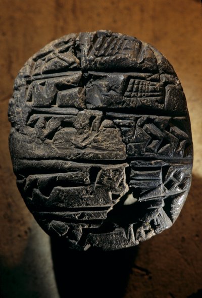 Urkesh, Hurrian Empire, Syria, 2400 BC, Giorgio Buccellati, School Tablet for Writing Practice, 2004 by Kenneth Garrett