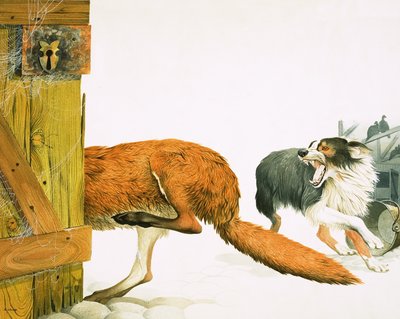 A Collie Dog Chases Off a Fox by Kenneth Lilly