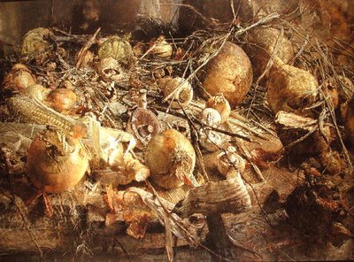 Still Life with Onions, Mushrooms and Corn on the Cob by Kenneth Newton