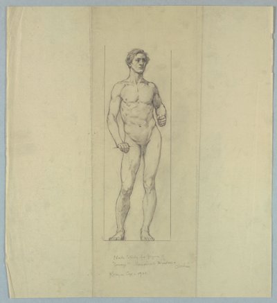 Nude Study for Figure of Courage, Memorial Window to Jacob Dolson Cox, Oberlin College by Kenyon Cox