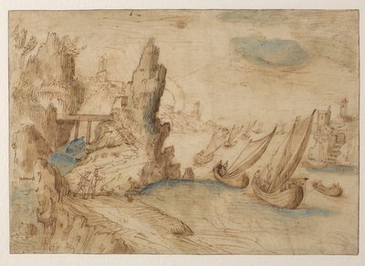 Imaginary Coastal Scene with Fishing Vessels, 1575-1633 by Kerstiaen de Keuninck