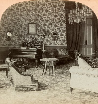 Drawing Room of the Presidency, Lord Roberts Headquarters, Bloemfontein, South Africa by Keystone View Company