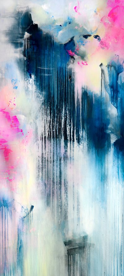 Dynamic Blue Pink Abstract by Kirsten Handelmann