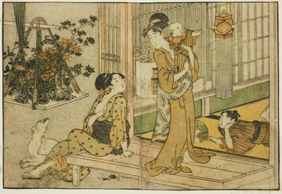 Bon Festival Lanterns and Plant Seller, from the illustrated book "Picture Book: Flowers of the Four Seasons (Ehon shiki no hana)," vol. 2 by Kitagawa Utamaro