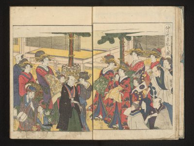 Courtesans and spectators during a New Year