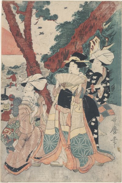 Futamigaura Beach at the New Year by Kitagawa Utamaro