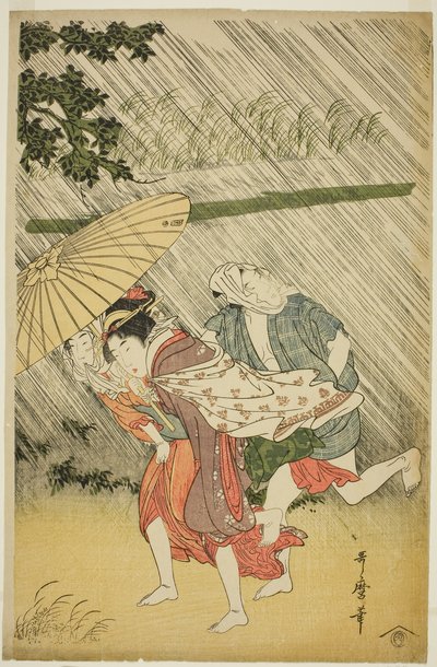 Lovers under an Umbrella by Kitagawa Utamaro
