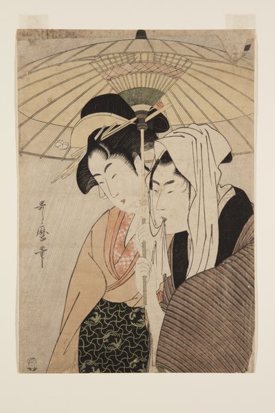 Man and Woman Under an Umbrella by Kitagawa Utamaro