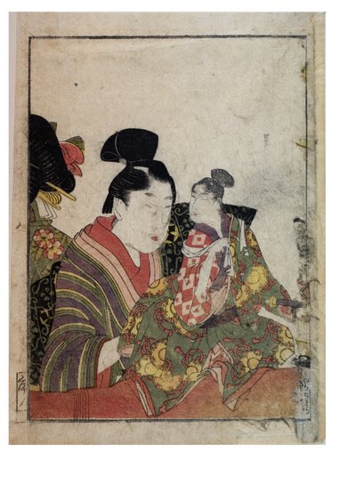 Marionette scenes with male and female manipulators by Kitagawa Utamaro