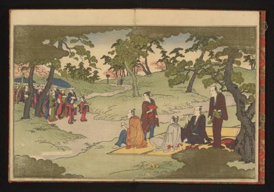 Picnicking and Enjoying Tea in the Hills at Ueno, Edo by Kitagawa Utamaro