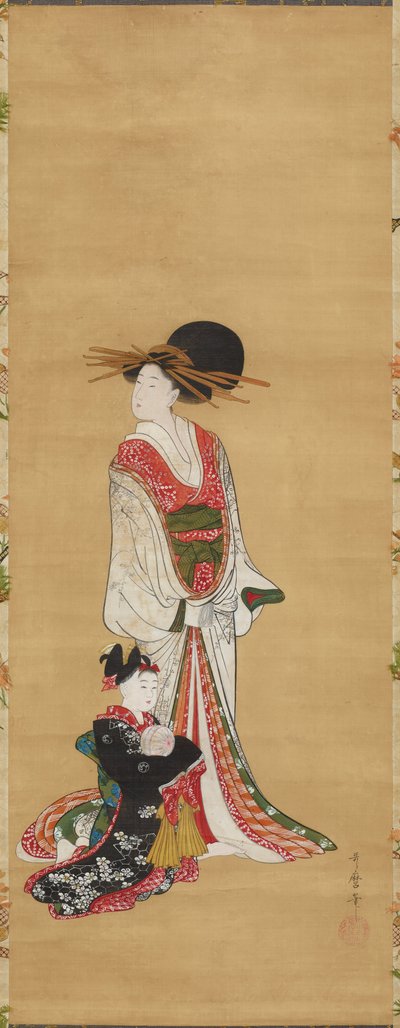 Standing Courtesan and Kamuro by Kitagawa Utamaro
