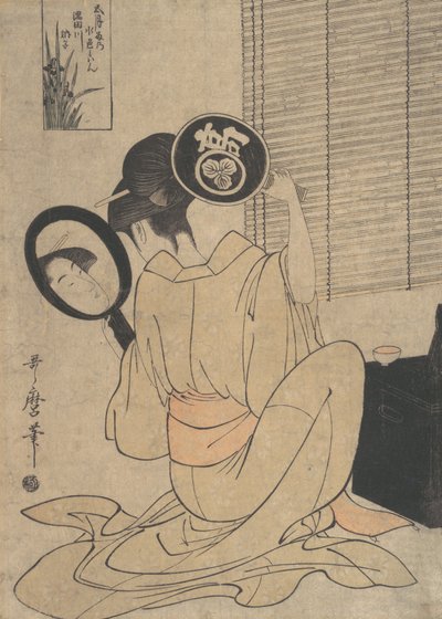 Takashima Ohisa Using Two Mirrors to Observe Her Coiffure by Kitagawa Utamaro