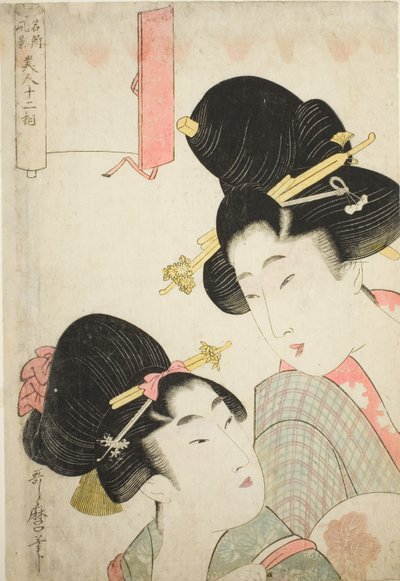 Two Girls, from the series Twelve Physiognomies of Beautiful Women Representing Views of Famous Places by Kitagawa Utamaro