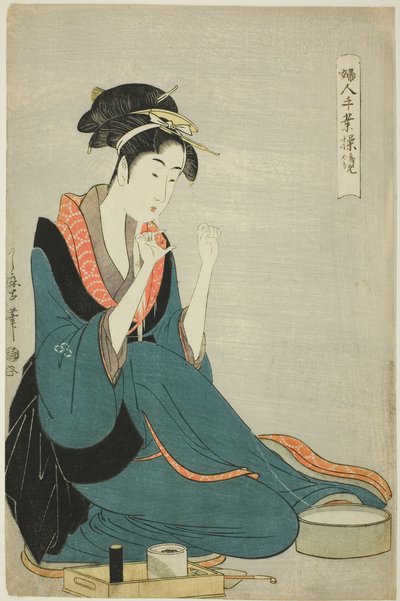 Tying Thread, from the series "Women’s Handicrafts: Models of Dexterity" by Kitagawa Utamaro