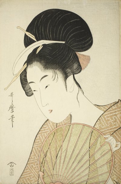Woman Holding a Round Fan by Kitagawa Utamaro