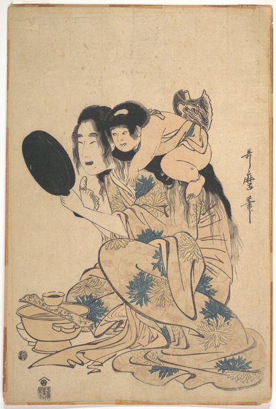 Yamauba Blackening Her Teeth, with Kintaro by Kitagawa Utamaro