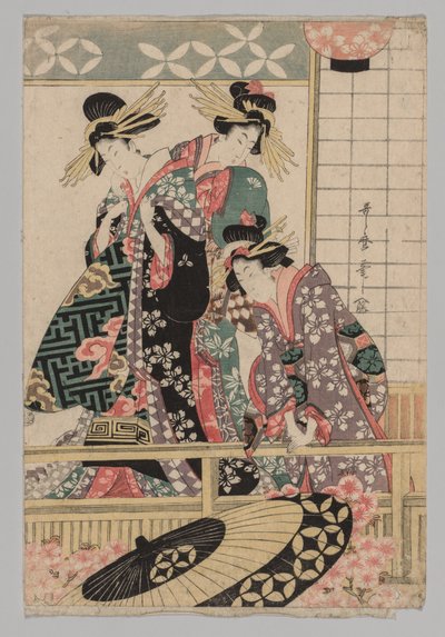 Yoshiwara Women Looking into the Street at Springtime by Kitagawa Utamaro