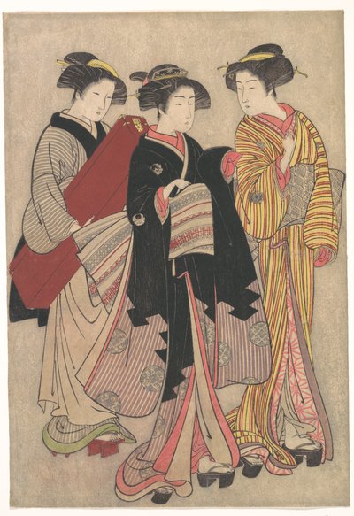 Two Geishas Out Walking by Kitao Shigemasa