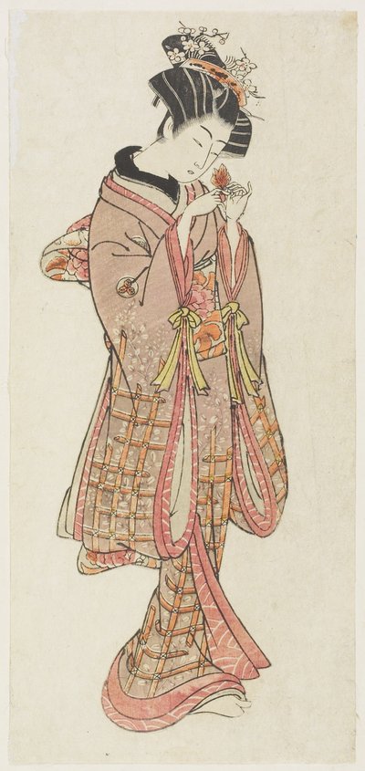 Young Woman Examining a Ground Cherry, late 18th century by Kitao Shigemasa