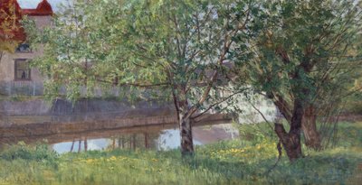 Canal section with house and trees by Kitty Lange Kielland