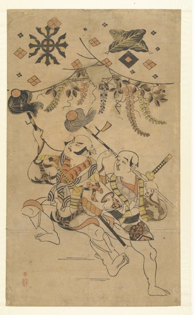 Actors Nakamura Denkuro I and Bando Matakuro Performing a Spear Dance by Kiyonobu (I) , Torii (attributed to)
