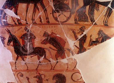 The return of Hephaistos in Olympus - detail of the panse, front B lower register - 