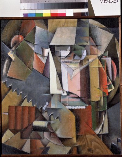 Self-portrait with a Saw by Klyun Ivan (1873 1943)